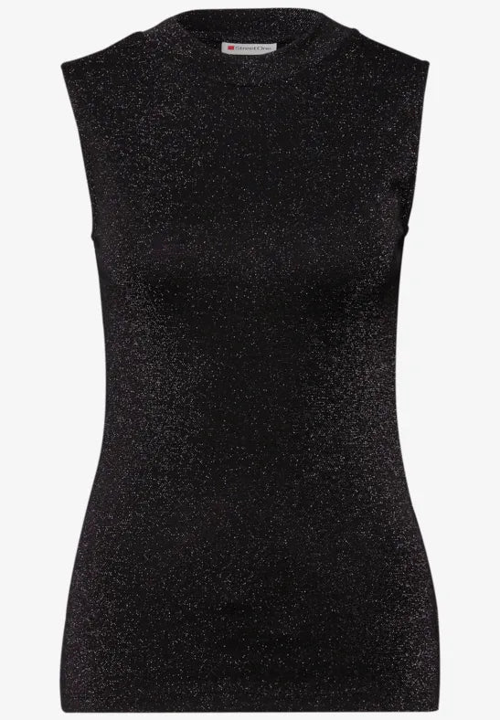 Street One Sleeveless turtleneck with lurex. Black or Champagne 324288