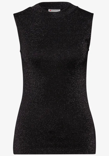 Street One Sleeveless turtleneck with lurex. Black or Champagne 324288