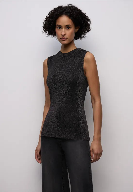 Street One Sleeveless turtleneck with lurex. Black or Champagne 324288