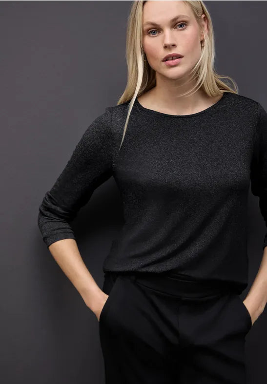 Street One Glitter look fine knit in Black or Berry 324291