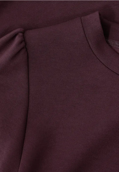 Cecil silk look soft top with baby puff shoulders and Drawstring waist 324297