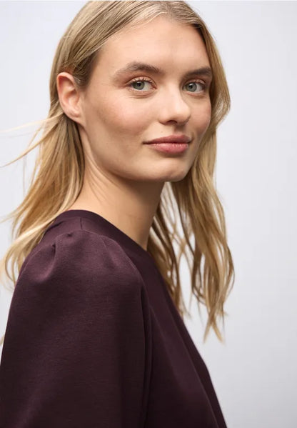 Cecil silk look soft top with baby puff shoulders and Drawstring waist 324297