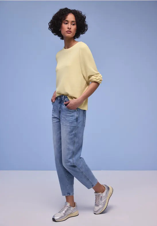 Street One roundneck sweatshirt in Soft Yellow  324626