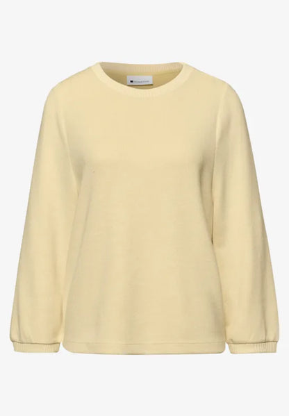 Street One roundneck sweatshirt in Soft Yellow  324626