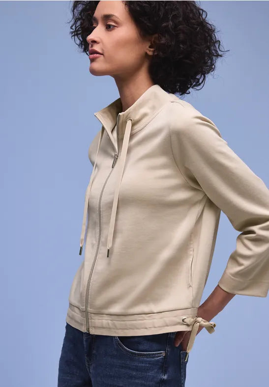 Street One Short Jersey Zip Jacket in Morning Beige 324627
