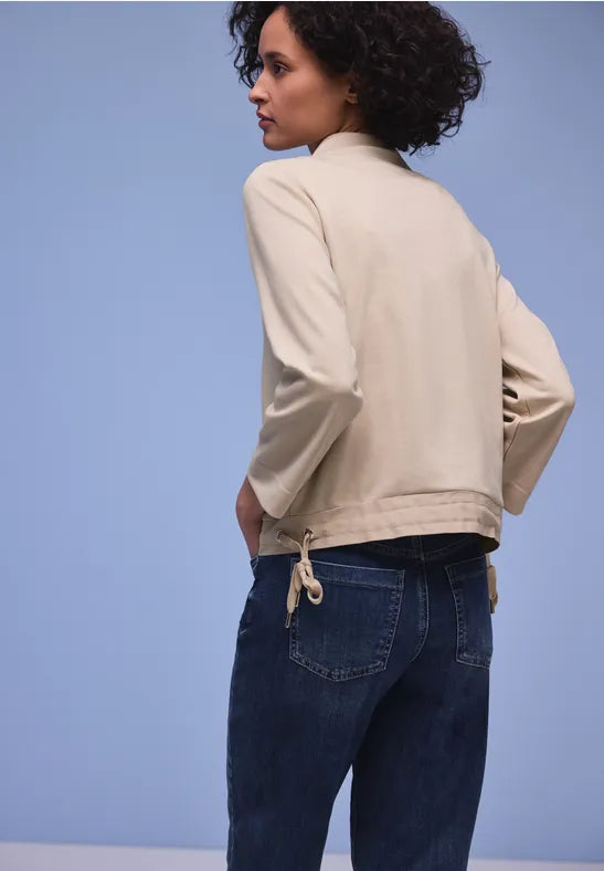 Street One Short Jersey Zip Jacket in Morning Beige 324627