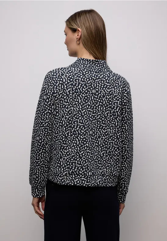 Street One Textured zip jacket in Navy Print  324634
