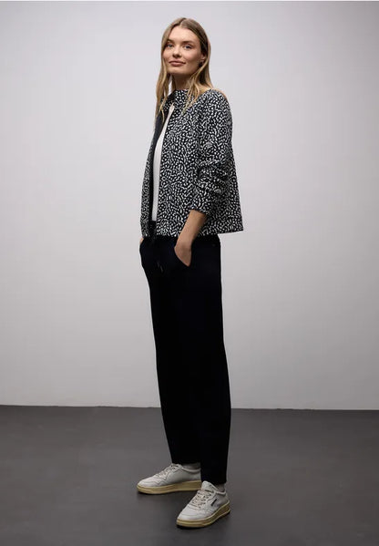 Street One Textured zip jacket in Navy Print  324634