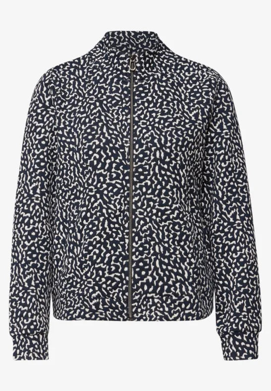 Street One Textured zip jacket in Navy Print  324634