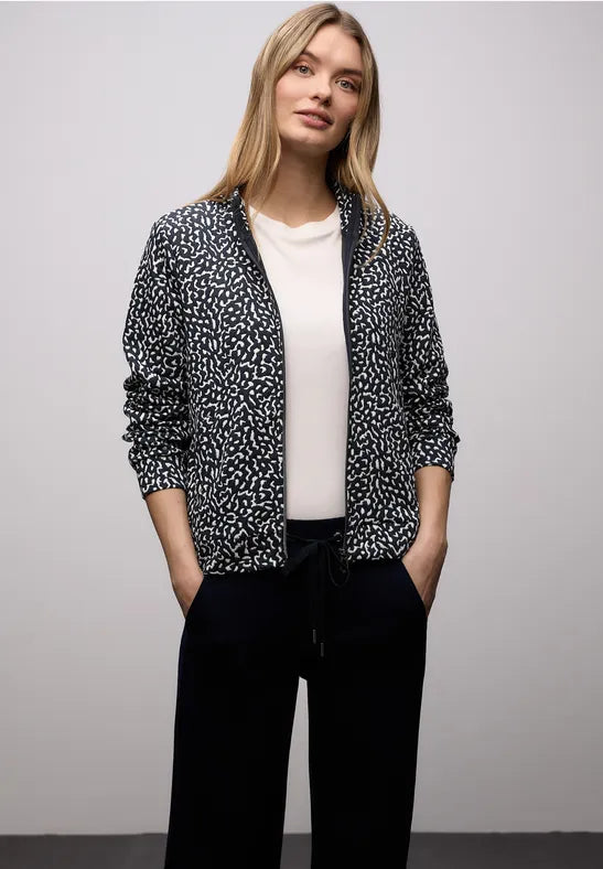 Street One Textured zip jacket in Navy Print  324634