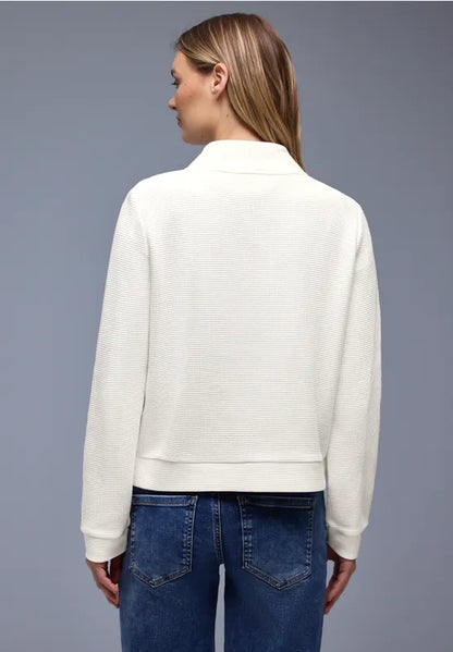 Street One Cotton Textured Zip jacket in Mocha or Cream 324642