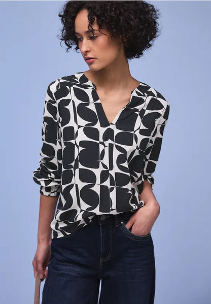 Street One Navy and white patterned top 324657