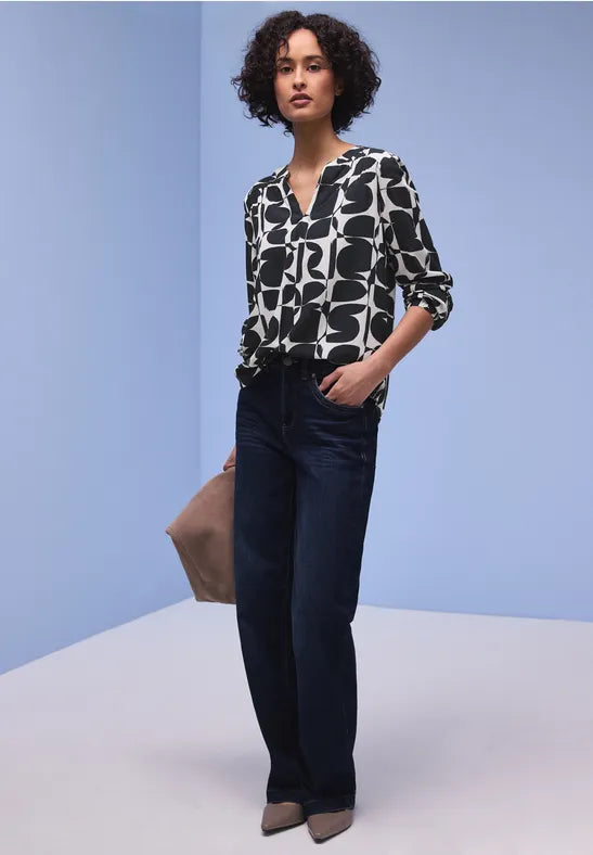 Street One Navy and white patterned top 324657