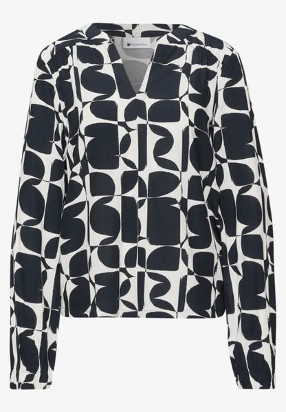 Street One Navy and white patterned top 324657
