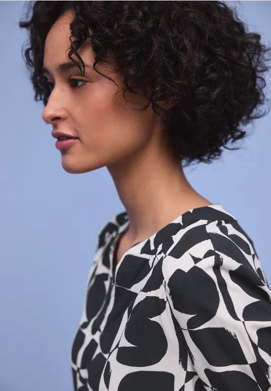 Street One Navy and white patterned top 324657