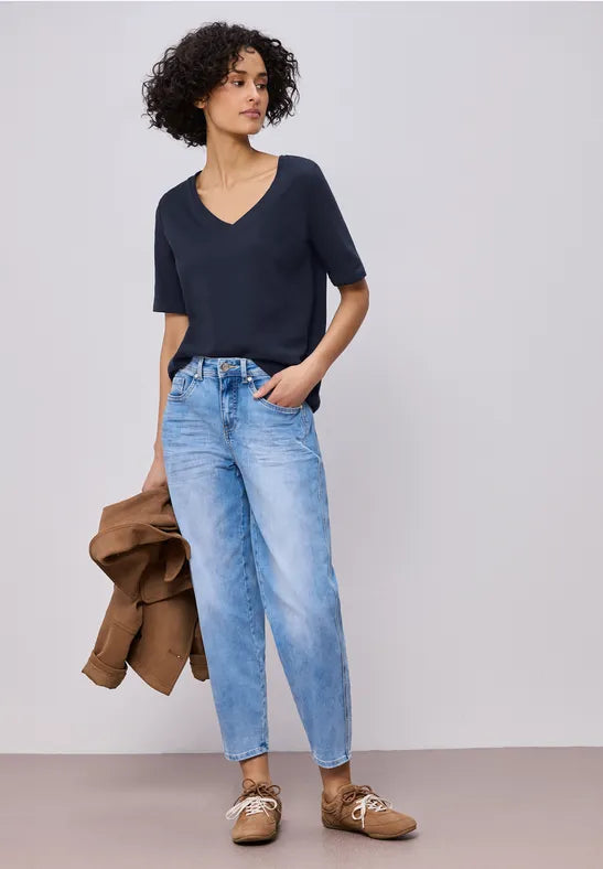 Street One Cotton V Neck Short Sleeve T Shirt 324773