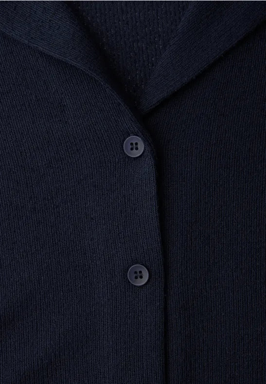 Street One Navy Long Sleeve knit cardigan with collar and v neck 24789