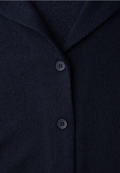 Street One Navy Long Sleeve knit cardigan with collar and v neck 24789