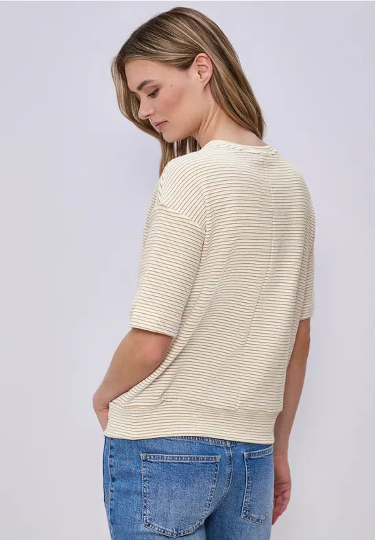 Street One Short-sleeved shirt with textured stripes 324790