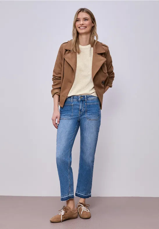 Street One Short-sleeved shirt with textured stripes 324790