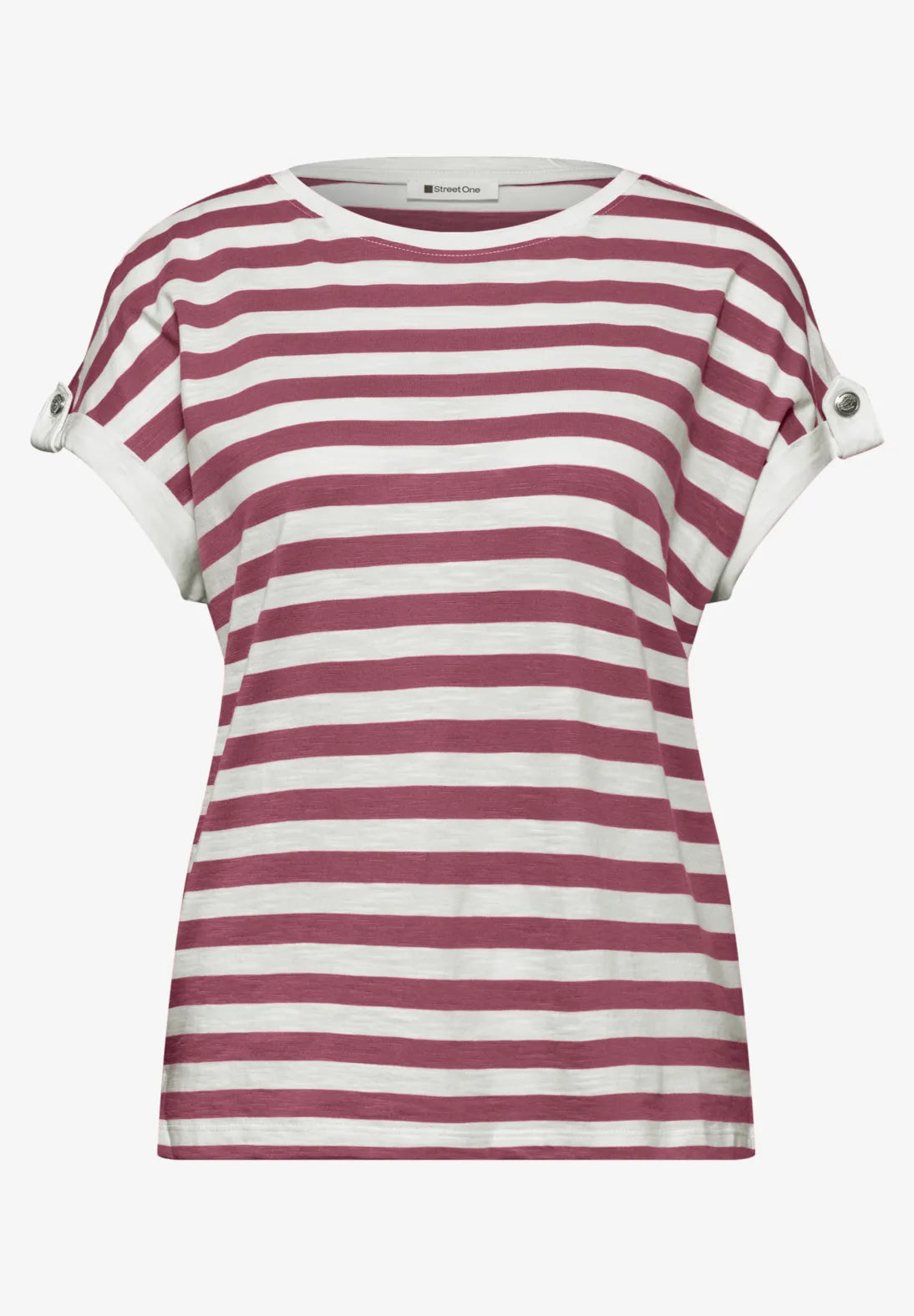 Street One Cotton t shirt with Tab Shoulder detail 325097