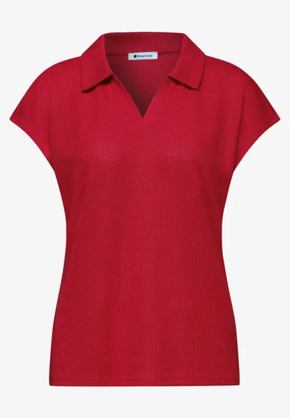 Street One Summer Knit polo in Salsa Red 325260