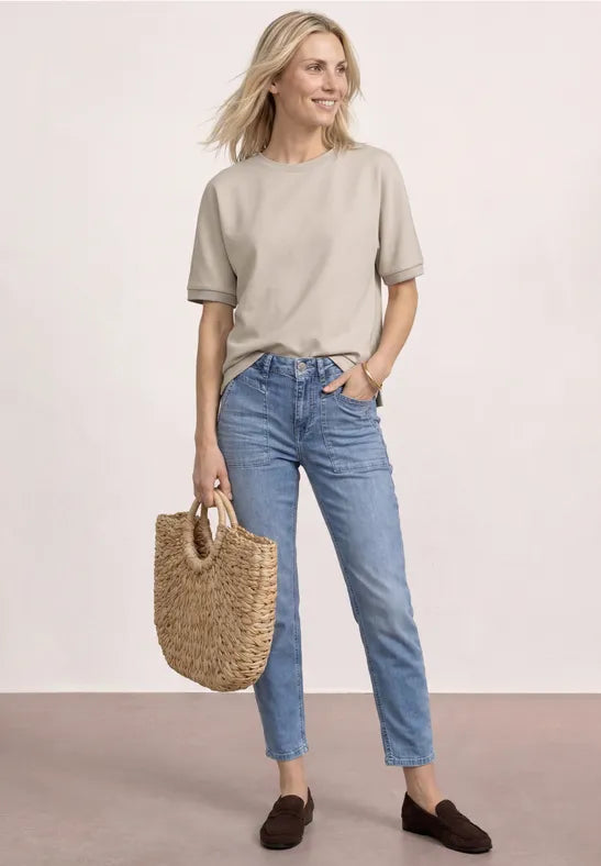 Street One Round neck top with lurex trim 325262