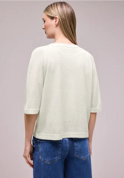Street One Short-sleeved knitted jacket with subtle sparkle  325265