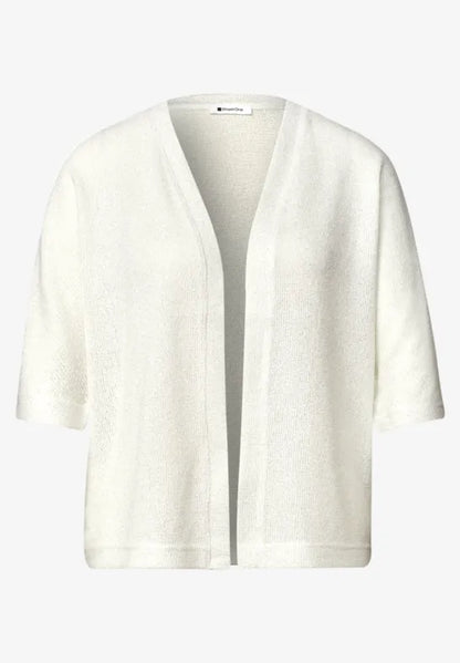 Street One Short-sleeved knitted jacket with subtle sparkle  325265