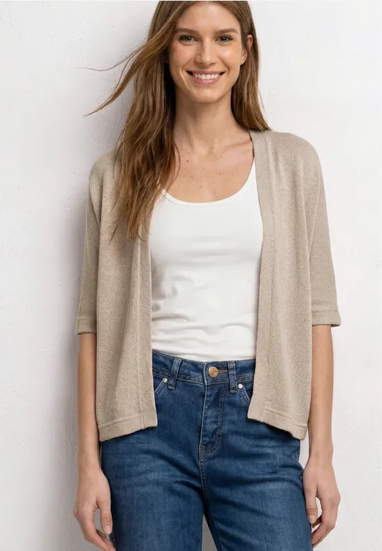 Street One Short-sleeved knitted jacket with subtle sparkle  325265