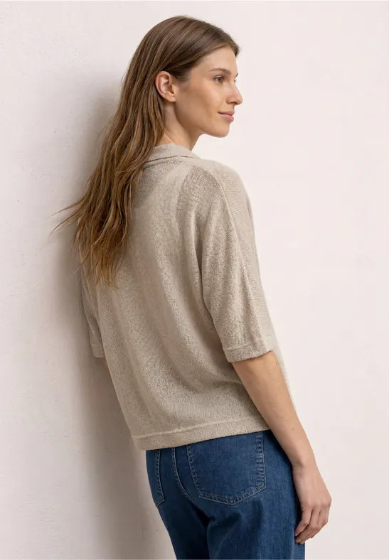 Street One Short-sleeved knitted jacket with subtle sparkle  325265