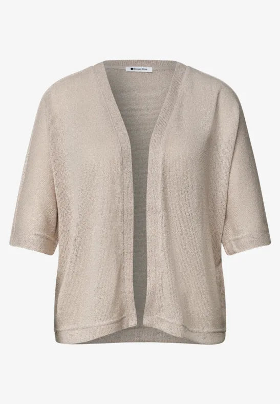 Street One Short-sleeved knitted jacket with subtle sparkle  325265