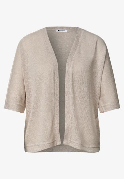 Street One Short-sleeved knitted jacket with subtle sparkle  325265