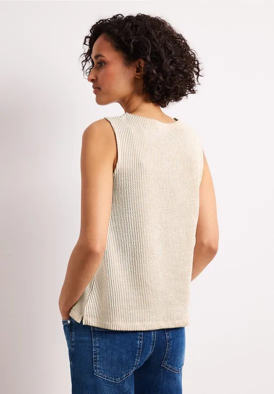 Street One Top with round neck and textured stripes 325271