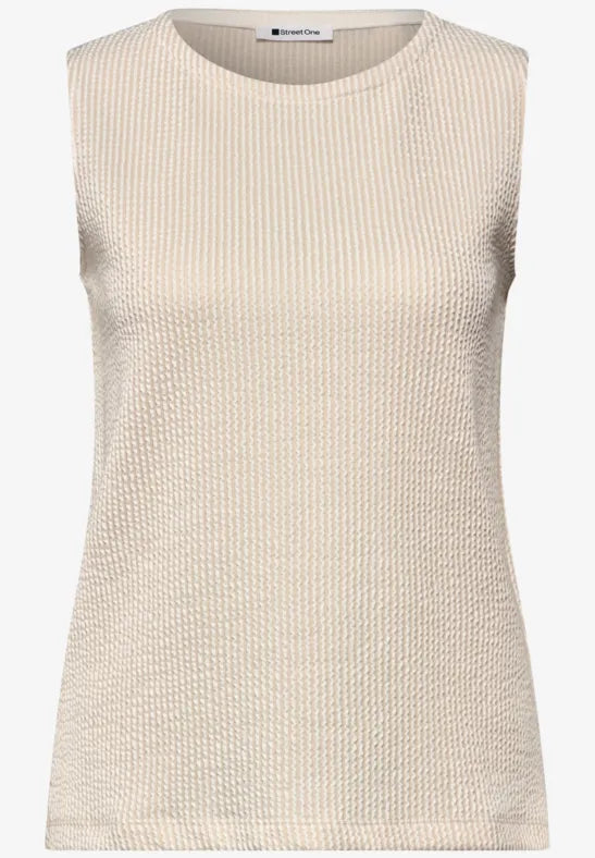 Street One Top with round neck and textured stripes 325271