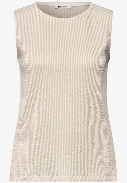 Street One Top with round neck and textured stripes 325271