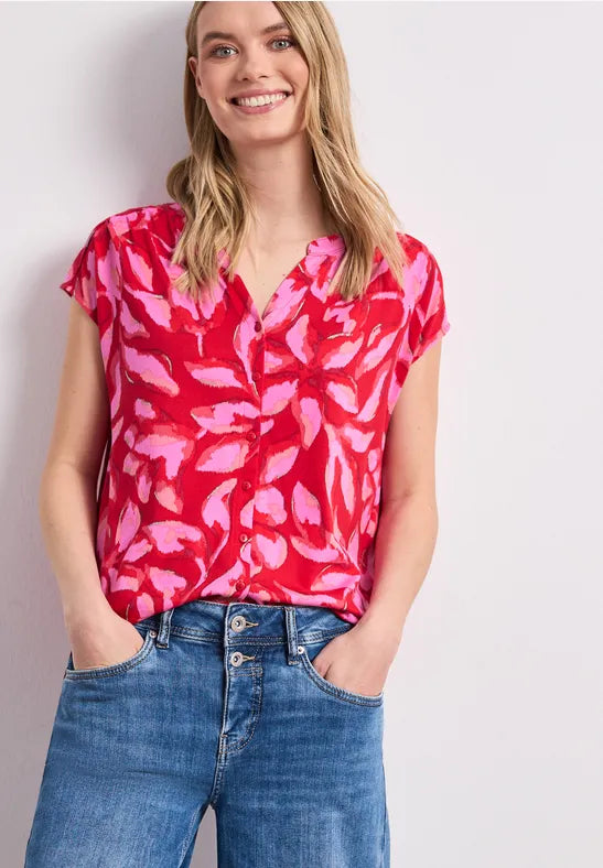 Street One V Neck Cotton Printed shirt 325315