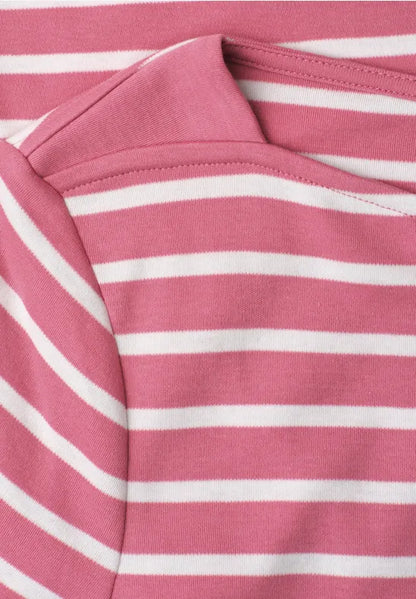 Street One Cotton Stripe T Shirt in Pink or Navy 325572