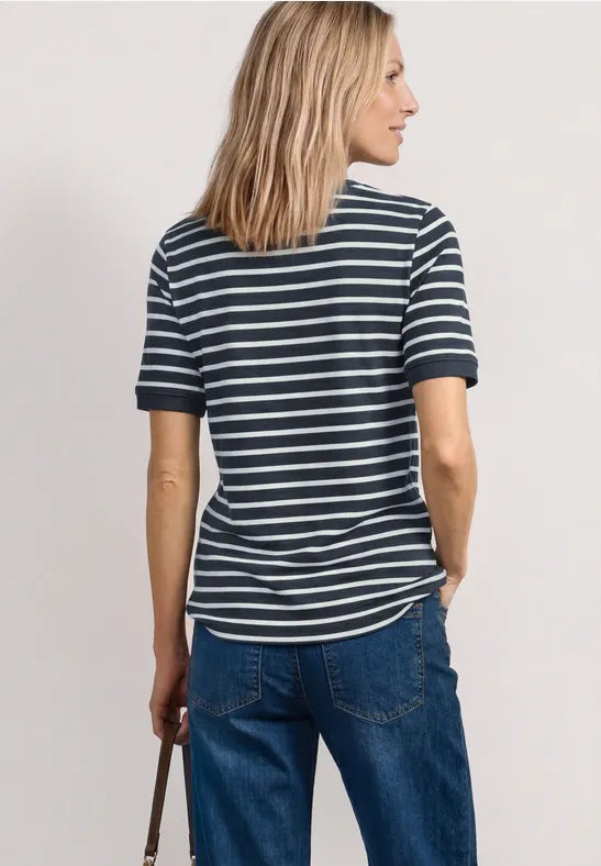Street One Cotton Stripe T Shirt in Pink or Navy 325572