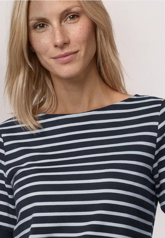 Street One Cotton Stripe T Shirt in Pink or Navy 325572