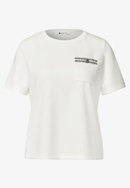 Street One Jersey Top with Chest Pocket Detail | Short Sleeve | 325603