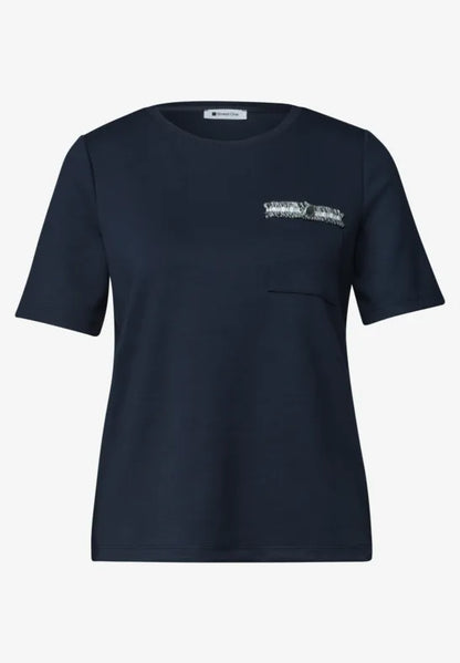 Street One Jersey Top with Chest Pocket Detail | Short Sleeve | 325603