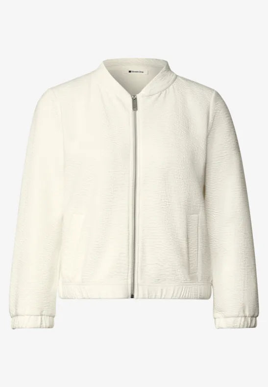 Street One Cotton blend 3/4 sleeve textured Zip jacket  325605