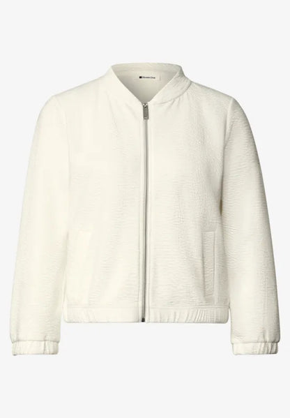 Street One Cotton blend 3/4 sleeve textured Zip jacket  325605