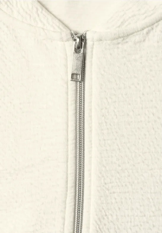 Street One Cotton blend 3/4 sleeve textured Zip jacket  325605