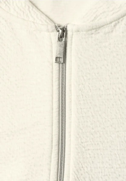 Street One Cotton blend 3/4 sleeve textured Zip jacket  325605