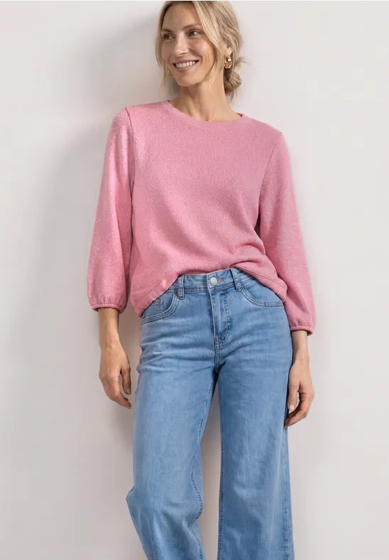 Street One Knit-Look Top with Drawstring Hem | 3/4 Sleeve | 325612