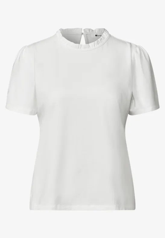 Street One Frill Neck Jersey Top | Short Sleeve | 325614