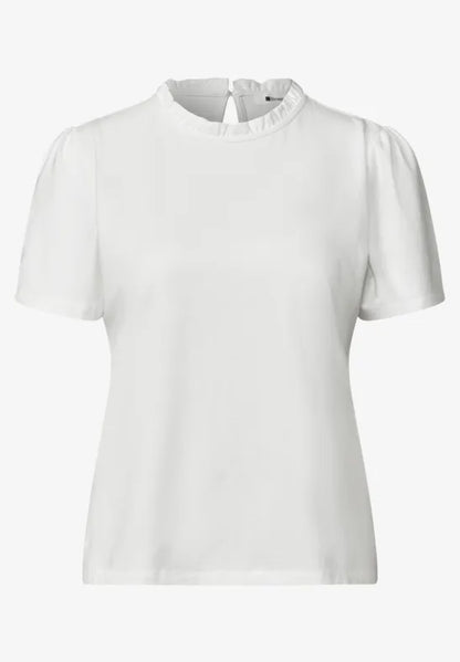 Street One Frill Neck Jersey Top | Short Sleeve | 325614
