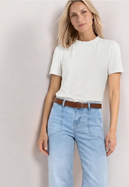 Street One Frill Neck Jersey Top | Short Sleeve | 325614